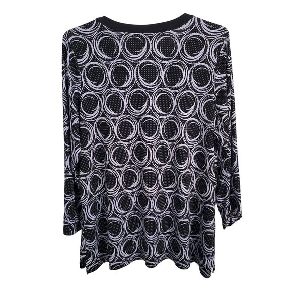 CJ Banks Sz 2X Tunic Popover Artsy Circle Print Fluid Jersey Knit Office Casual - Picture 3 of 10